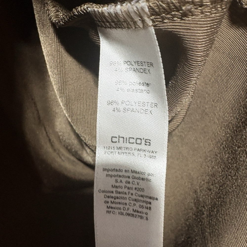 Chicos Tunic Womens M Tan Brown Cap Sleeve Oversized Stretch Knit Basic - Picture 8 of 8